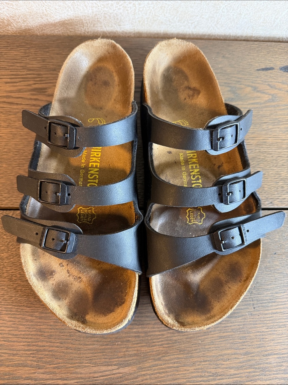 Birkenstock Florida Size 39 Black Three-Strap Sandals